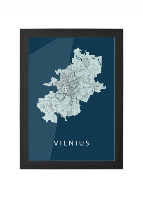 Vilnius  Navy Ingelijst in Zwart lijst Kopen | Kunst in Kaart