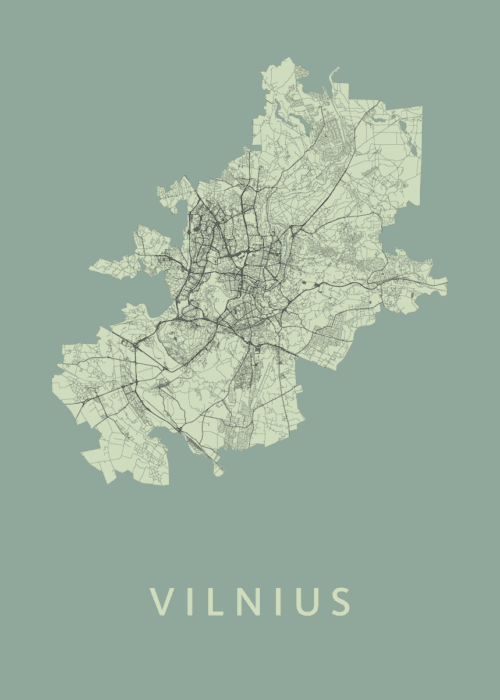 Vilnius  Olive Stadskaart Poster Kopen