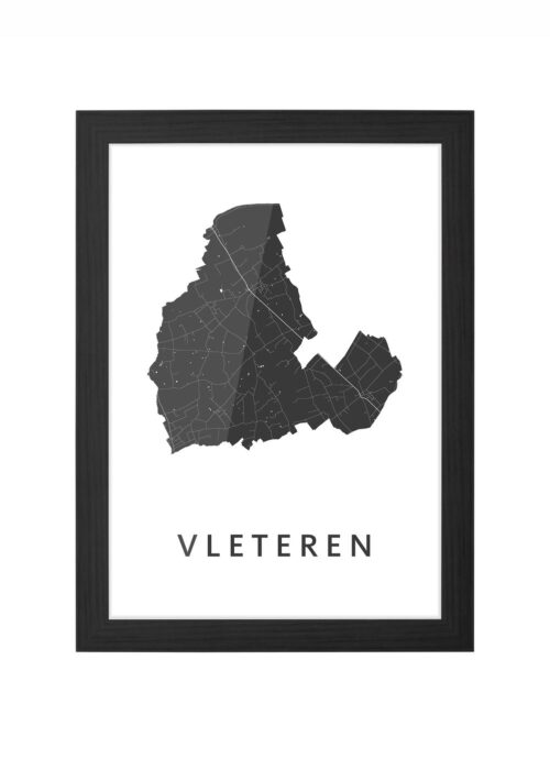vleteren stadskaart poster ingelijst in zwarte lijst