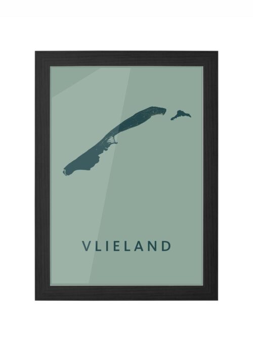 vlieland stadskaart poster ingelijst in zwarte lijst