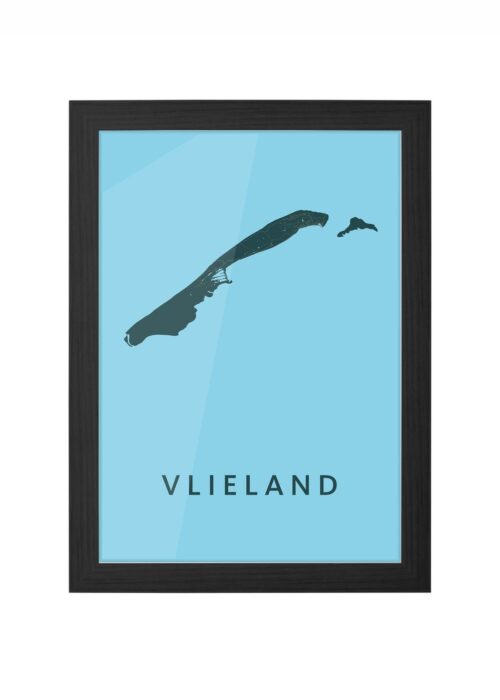 vlieland stadskaart poster ingelijst in zwarte lijst