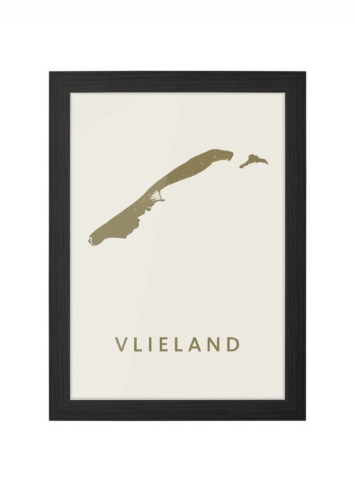 vlieland stadskaart poster ingelijst in zwarte lijst