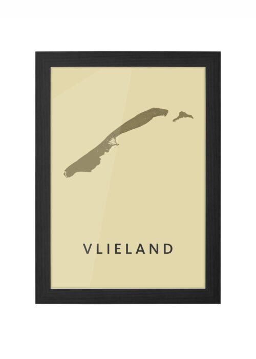 vlieland stadskaart poster ingelijst in zwarte lijst