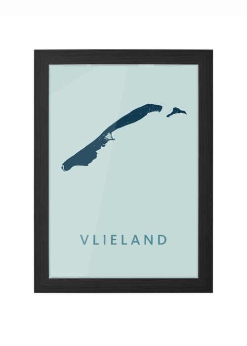 vlieland stadskaart poster ingelijst in zwarte lijst