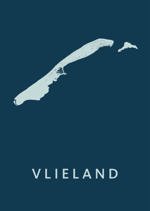Vlieland Stadskaart poster Navy