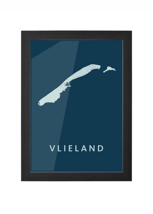 vlieland stadskaart poster ingelijst in zwarte lijst