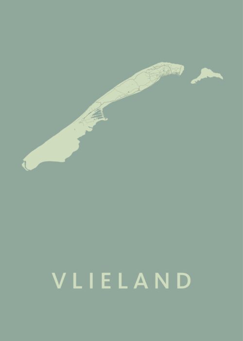 Vlieland Stadskaart poster Olive