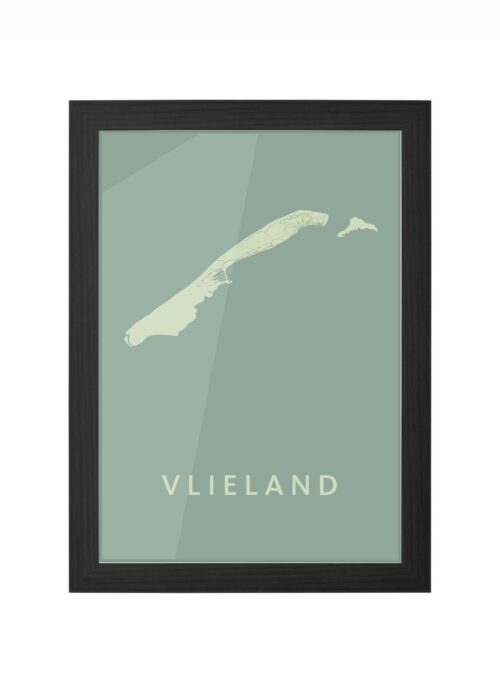 vlieland stadskaart poster ingelijst in zwarte lijst