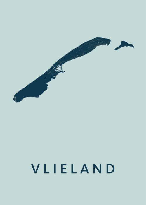 Vlieland Stadskaart poster Prussian