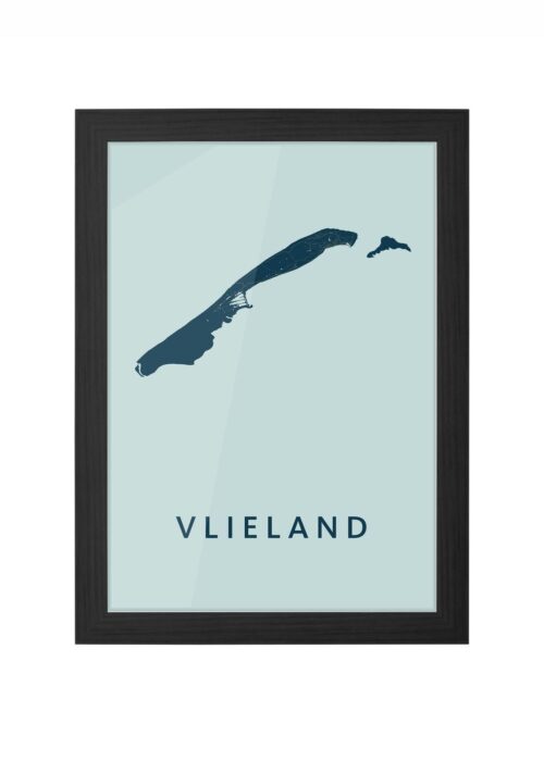 vlieland stadskaart poster ingelijst in zwarte lijst