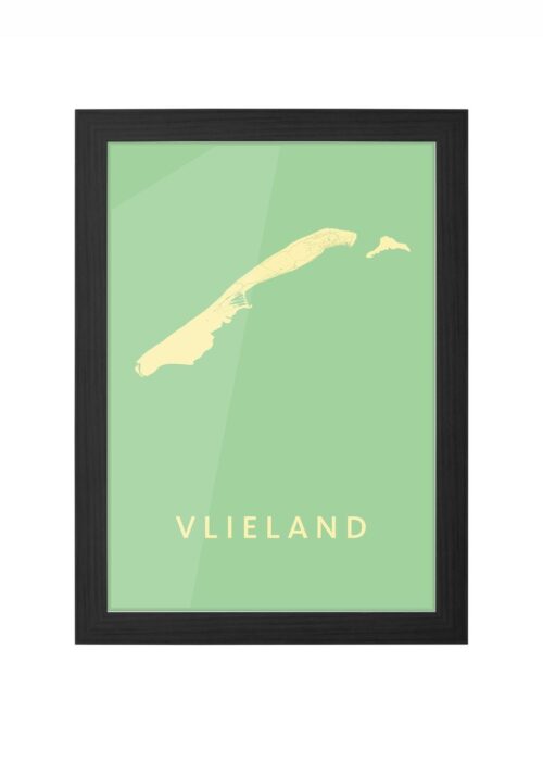 vlieland stadskaart poster ingelijst in zwarte lijst