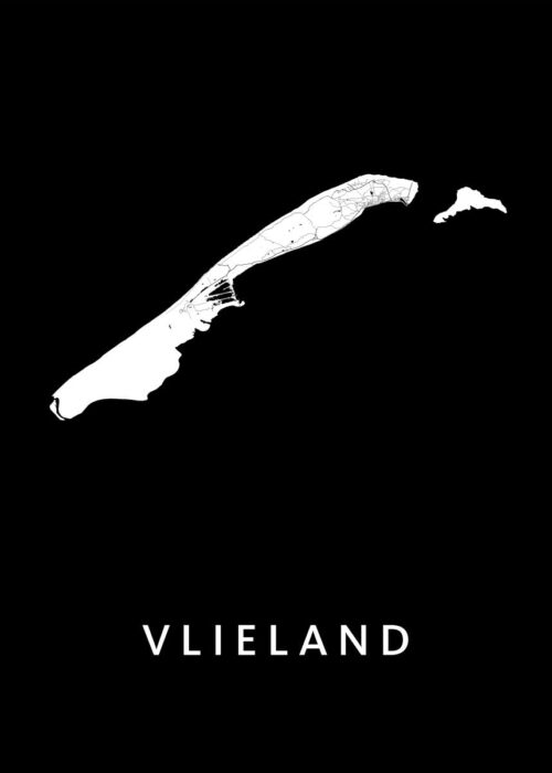 Vlieland Stadskaart poster Black