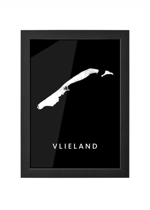 vlieland stadskaart poster ingelijst in zwarte lijst