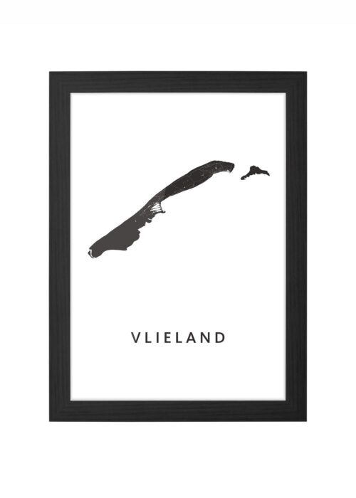 vlieland stadskaart poster ingelijst in zwarte lijst