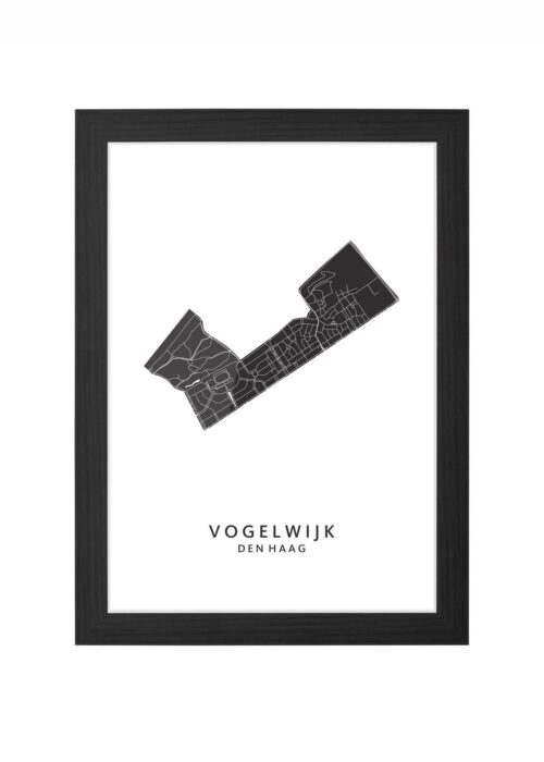 vogelwijk wijkkaart den haag ingelijst in zwarte lijst