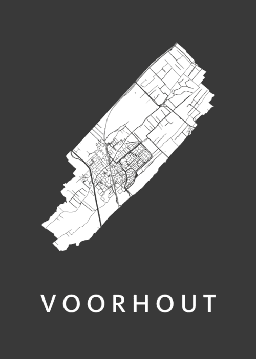 Voorhout Stadskaart - Black