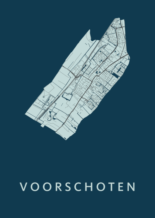 Voorschoten Navy Stadskaart Poster Kopen
