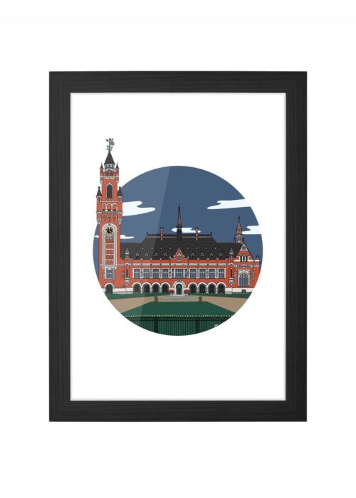 vredespaleis icoon print poster ingelijst in zwarte lijst