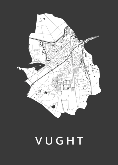 Vught Stadskaart poster Black