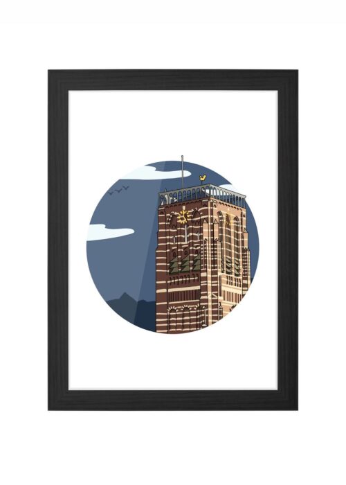 vughtse toren icoon print poster ingelijst in zwarte lijst