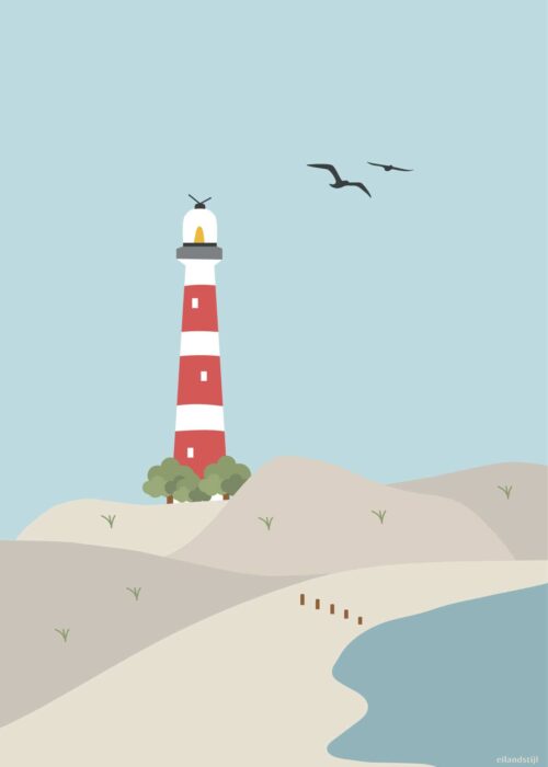 Vuurtoren Illustratie — Icoon Print