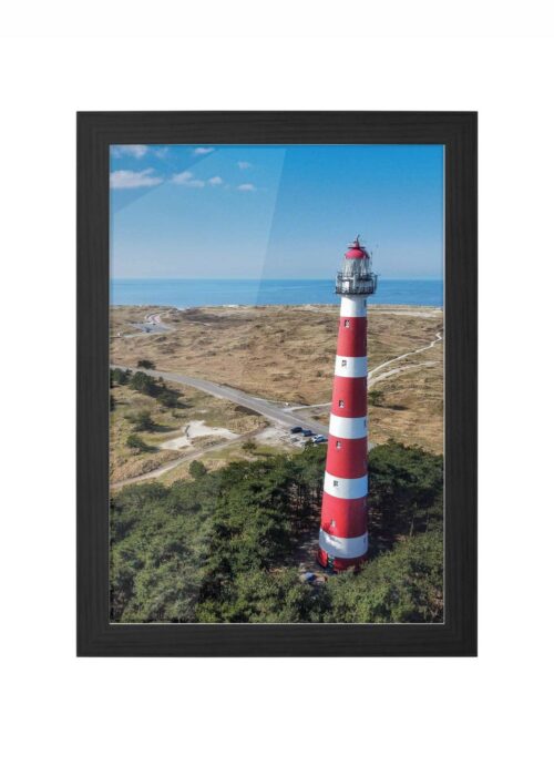 vuurtoren bornrif fotografie poster ingelijst in zwarte lijst