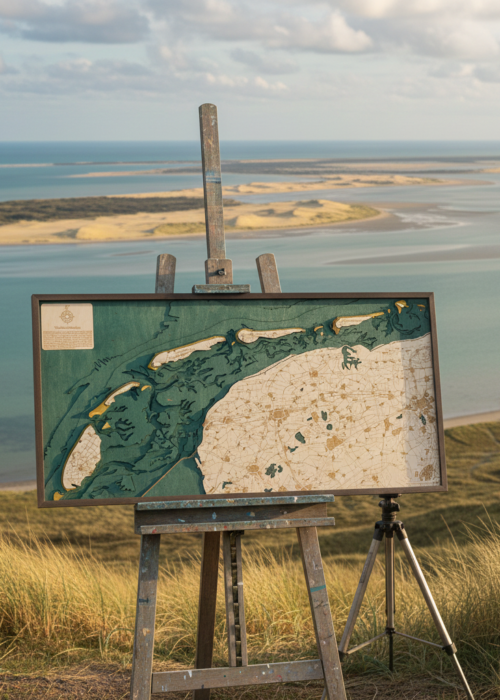 Waddeneilanden 3D Reliëf Wandkaart van hout - Versie XL