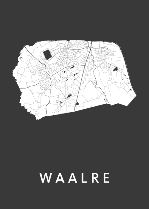 Waalre Black Stadskaart Poster Kopen