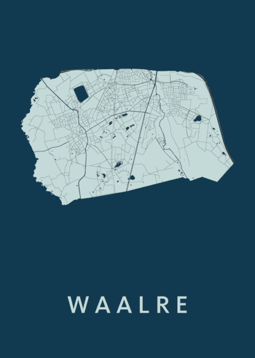 Waalre Navy Stadskaart Poster Kopen
