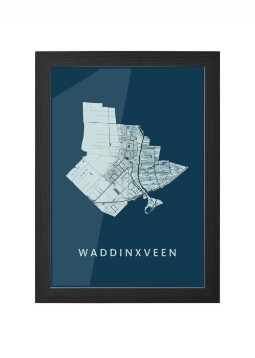 Waddinxveen Navy Ingelijst in Zwart lijst Kopen | Kunst in Kaart