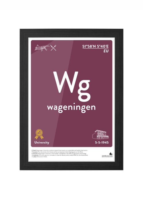 wageningen typografie poster ingelijst in zwarte lijst