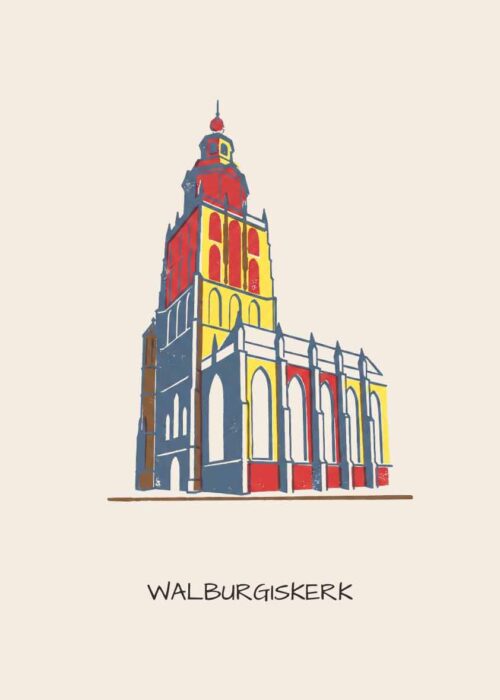 Walburgiskerk Zutphen - Linosnede-stijl