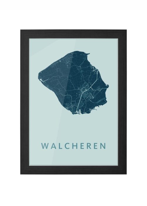 walcheren stadskaart poster ingelijst in zwarte lijst