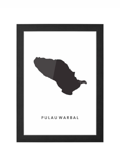 pulau warbal eilandkaart poster ingelijst in zwarte lijst