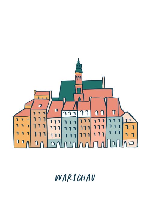 Warschau — Illustratie Poster