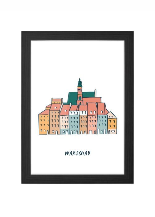 warschau poster ingelijst in zwarte lijst