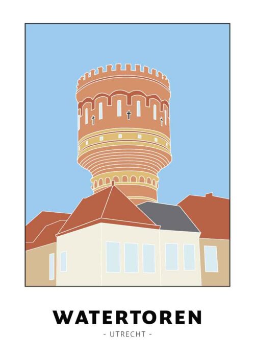 Watertoren - Utrecht lijntekening print