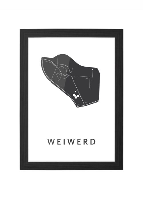weiwerd stadskaart poster ingelijst in zwarte lijst