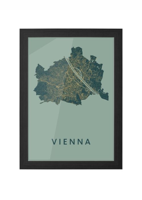 vienna stadskaart poster ingelijst in zwarte lijst