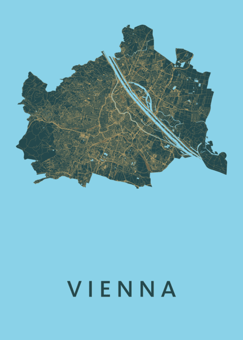 Vienna Stadskaart poster Azure