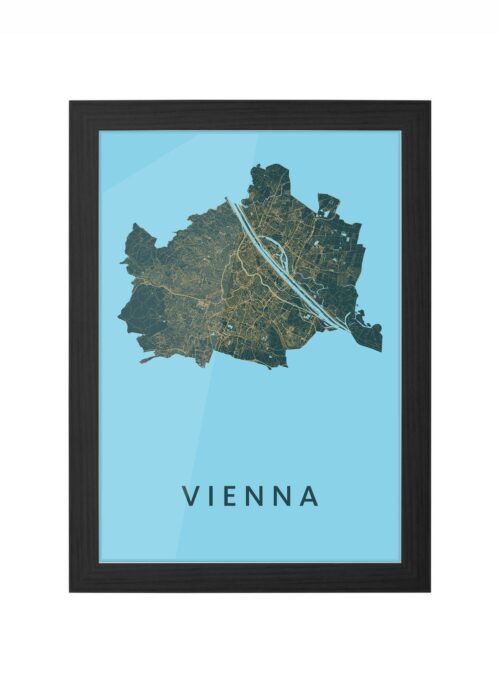 vienna stadskaart poster ingelijst in zwarte lijst