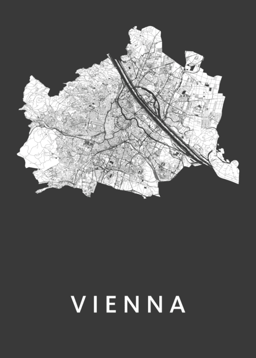 Vienna Stadskaart poster Black