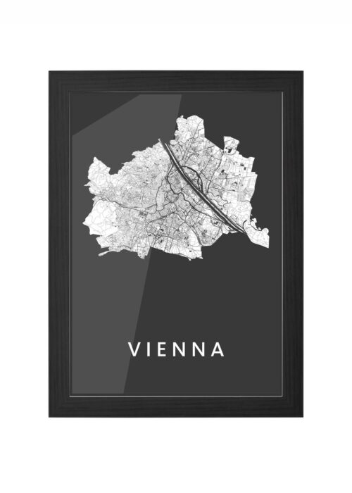 vienna stadskaart poster ingelijst in zwarte lijst