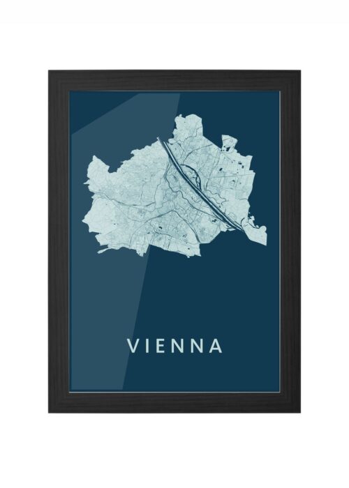 vienna stadskaart poster ingelijst in zwarte lijst