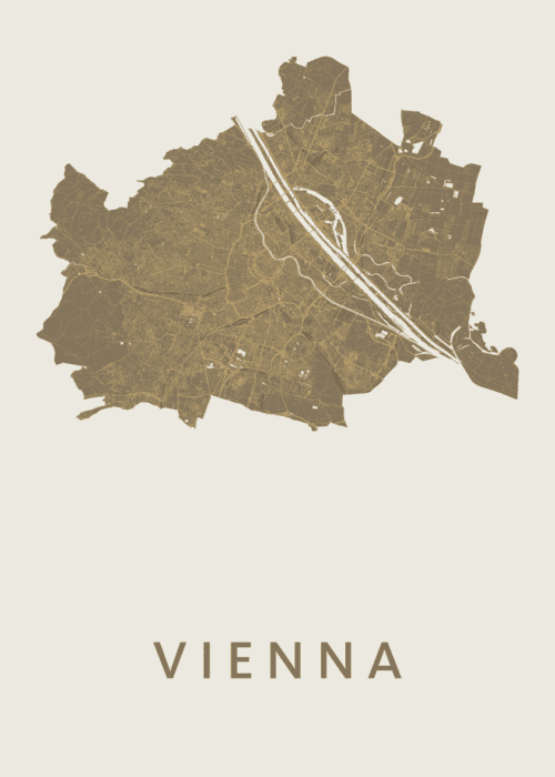 Vienna Stadskaart poster Gold