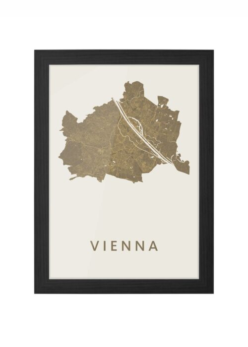 vienna stadskaart poster ingelijst in zwarte lijst