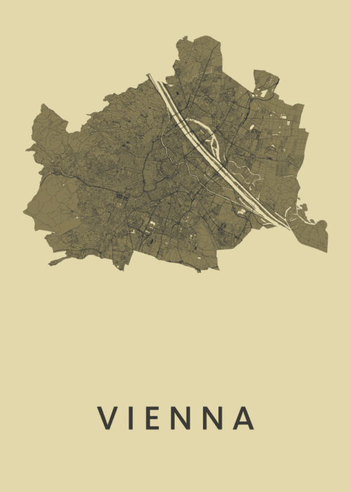 Vienna Stadskaart poster GoldenRod