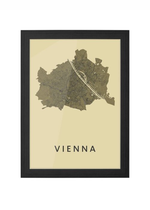 vienna stadskaart poster ingelijst in zwarte lijst