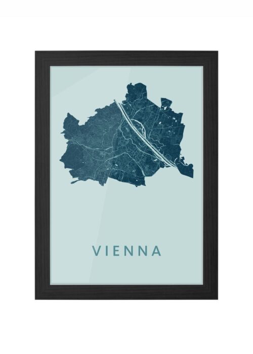 vienna stadskaart poster ingelijst in zwarte lijst