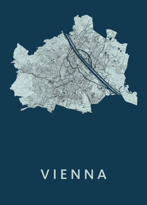 Vienna Stadskaart poster Navy